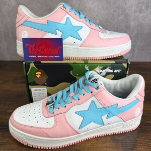 A Bathing Ape Bapesta Pastel Pack Pink Size 9.5 BAPE Men’s Low Sneakers OG Rare